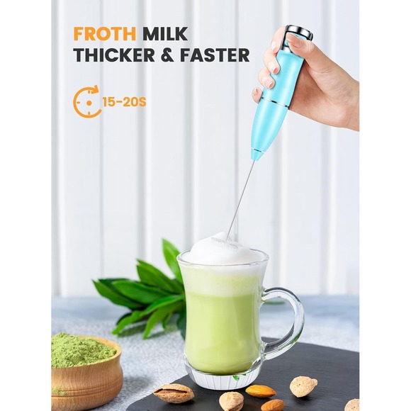 Vewaci K8 Milk Frother Handheld Blue USB-C Rechargeable Electric Milk Foamer for - Picture 4 of 14